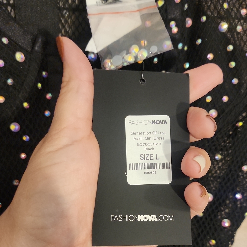 Fashion Nova Black Mini Dress with Colorful Sequins - Picture 3 of 8